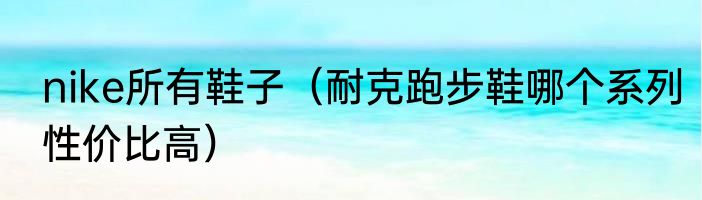 nike所有鞋子（耐克跑步鞋哪个系列性价比高）