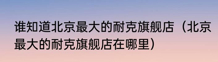 谁知道北京最大的耐克旗舰店（北京最大的耐克旗舰店在哪里）