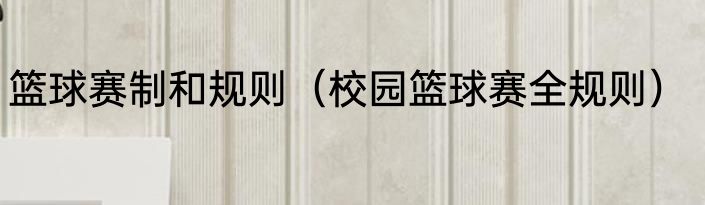 篮球赛制和规则（校园篮球赛全规则）