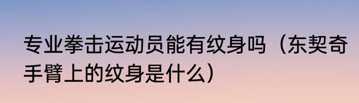 专业拳击运动员能有纹身吗（东契奇手臂上的纹身是什么）