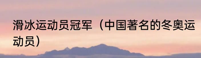滑冰运动员冠军（中国著名的冬奥运动员）
