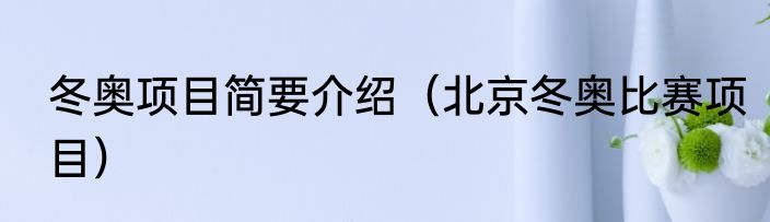 冬奥项目简要介绍（北京冬奥比赛项目）