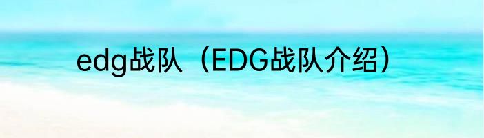 edg战队（EDG战队介绍）