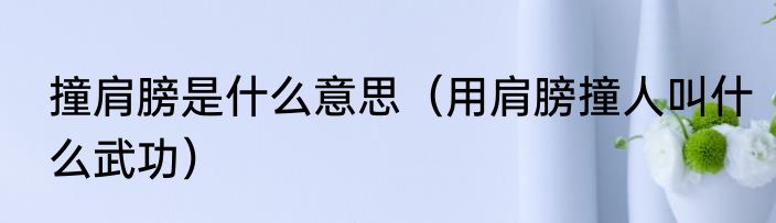 撞肩膀是什么意思（用肩膀撞人叫什么武功）
