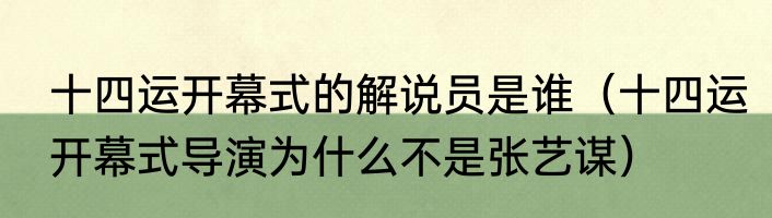 十四运开幕式的解说员是谁（十四运开幕式导演为什么不是张艺谋）