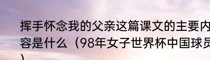 挥手怀念我的父亲这篇课文的主要内容是什么（98年女子世界杯中国球员）