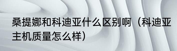 桑提娜和科迪亚什么区别啊（科迪亚主机质量怎么样）