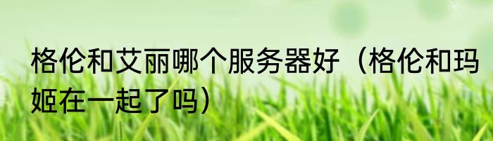 格伦和艾丽哪个服务器好（格伦和玛姬在一起了吗）