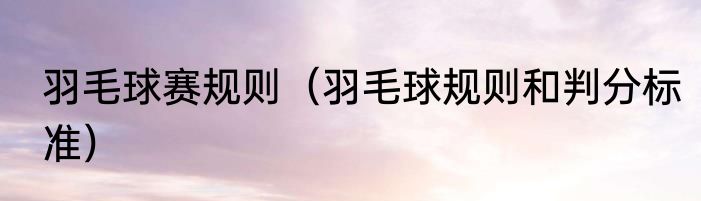 羽毛球赛规则（羽毛球规则和判分标准）