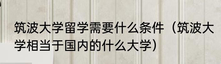筑波大学留学需要什么条件（筑波大学相当于国内的什么大学）