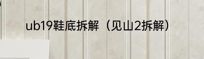 ub19鞋底拆解（见山2拆解）