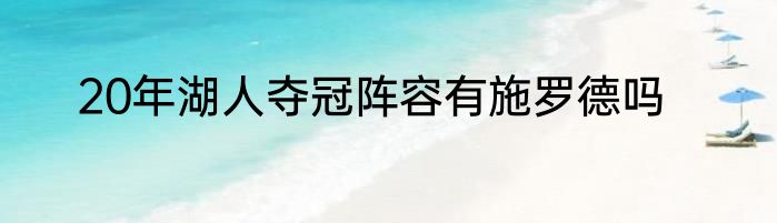 20年湖人夺冠阵容有施罗德吗