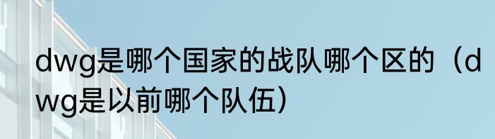 dwg是哪个国家的战队哪个区的（dwg是以前哪个队伍）