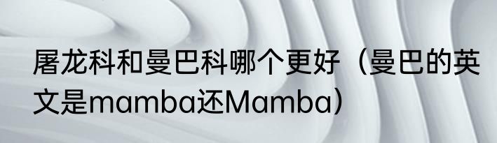 屠龙科和曼巴科哪个更好（曼巴的英文是mamba还Mamba）