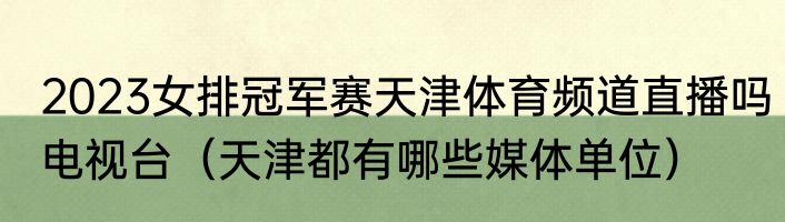 2023女排冠军赛天津体育频道直播吗电视台（天津都有哪些媒体单位）