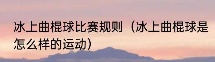 冰上曲棍球比赛规则（冰上曲棍球是怎么样的运动）