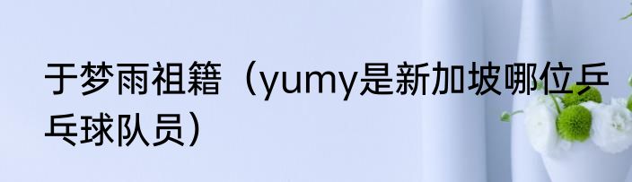 于梦雨祖籍（yumy是新加坡哪位乒乓球队员）