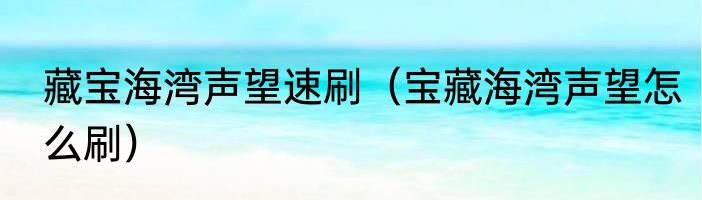 藏宝海湾声望速刷（宝藏海湾声望怎么刷）