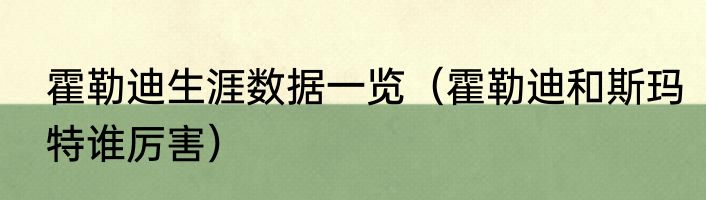 霍勒迪生涯数据一览（霍勒迪和斯玛特谁厉害）