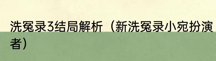 洗冤录3结局解析（新洗冤录小宛扮演者）