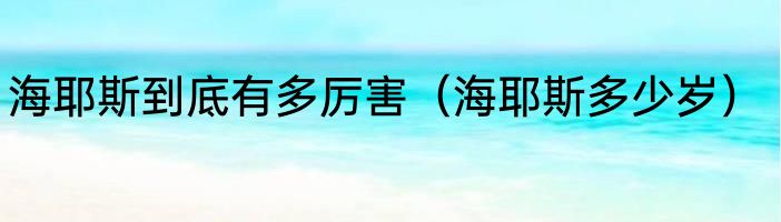 海耶斯到底有多厉害（海耶斯多少岁）