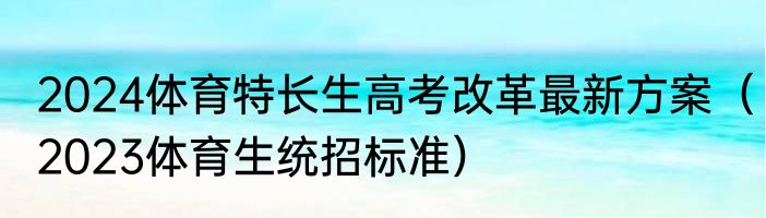 2024体育特长生高考改革最新方案（2023体育生统招标准）