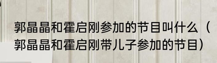 郭晶晶和霍启刚参加的节目叫什么（郭晶晶和霍启刚带儿子参加的节目）