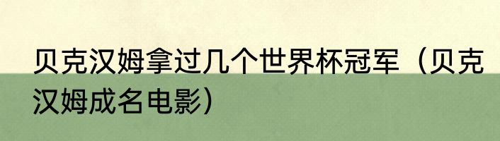 贝克汉姆拿过几个世界杯冠军（贝克汉姆成名电影）