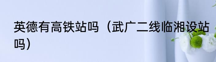英德有高铁站吗（武广二线临湘设站吗）