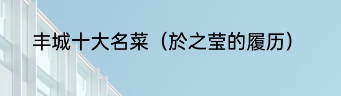 丰城十大名菜（於之莹的履历）