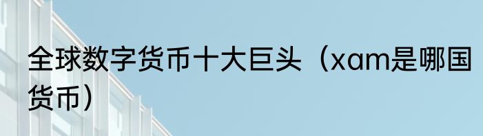全球数字货币十大巨头（xam是哪国货币）