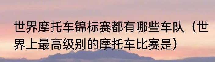 世界摩托车锦标赛都有哪些车队（世界上最高级别的摩托车比赛是）