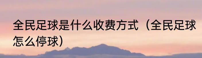 全民足球是什么收费方式（全民足球怎么停球）