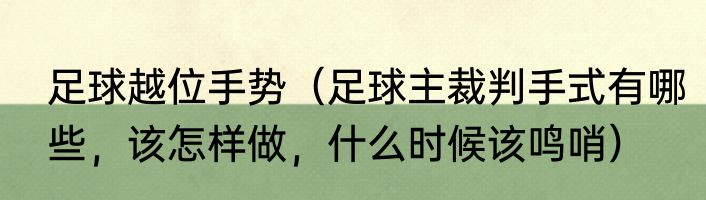 足球越位手势（足球主裁判手式有哪些，该怎样做，什么时候该鸣哨）