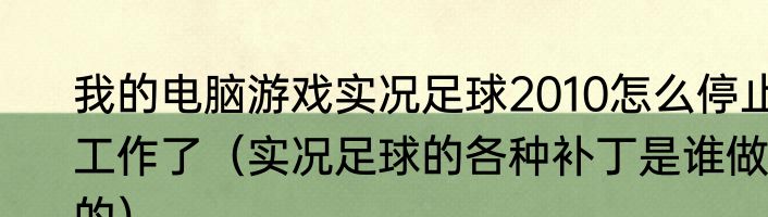 我的电脑游戏实况足球2010怎么停止工作了（实况足球的各种补丁是谁做的）