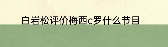 白岩松评价梅西c罗什么节目