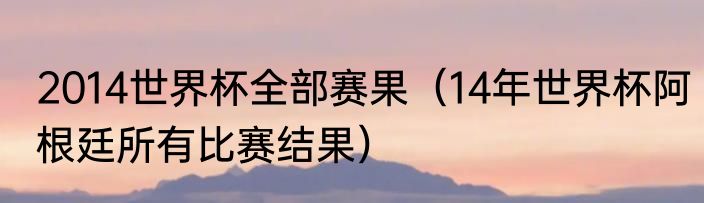 2014世界杯全部赛果（14年世界杯阿根廷所有比赛结果）