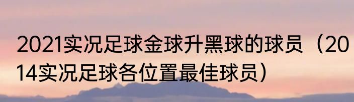 2021实况足球金球升黑球的球员（2014实况足球各位置最佳球员）