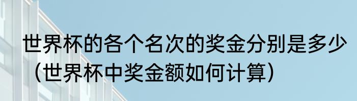 世界杯的各个名次的奖金分别是多少（世界杯中奖金额如何计算）