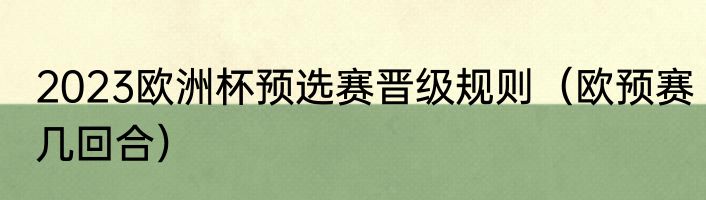 2023欧洲杯预选赛晋级规则（欧预赛几回合）