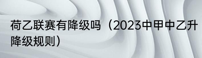 荷乙联赛有降级吗（2023中甲中乙升降级规则）