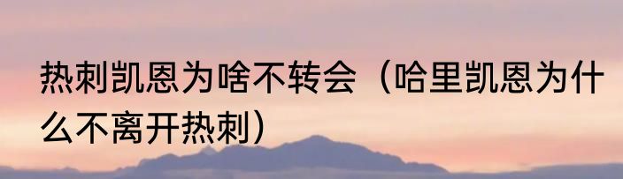 热刺凯恩为啥不转会（哈里凯恩为什么不离开热刺）