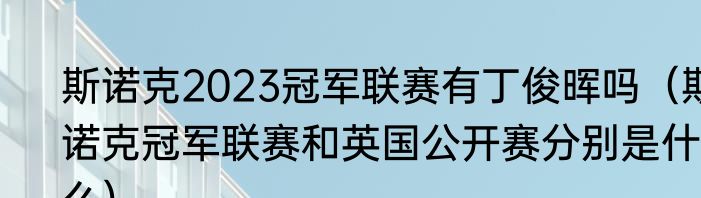 斯诺克2023冠军联赛有丁俊晖吗（斯诺克冠军联赛和英国公开赛分别是什么）