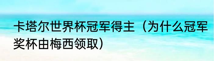 卡塔尔世界杯冠军得主（为什么冠军奖杯由梅西领取）