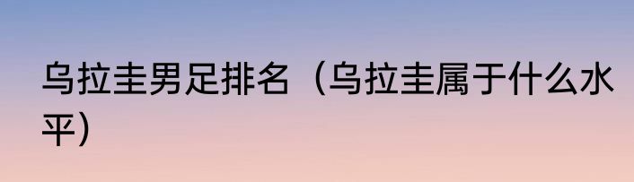 乌拉圭男足排名（乌拉圭属于什么水平）