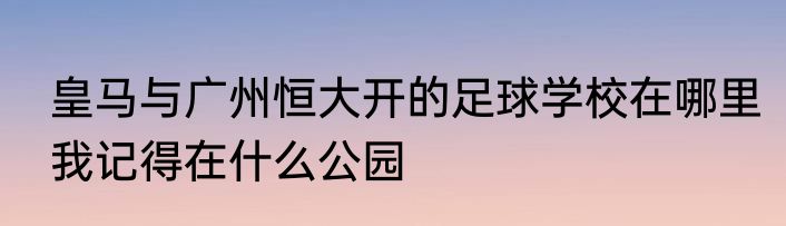 皇马与广州恒大开的足球学校在哪里我记得在什么公园