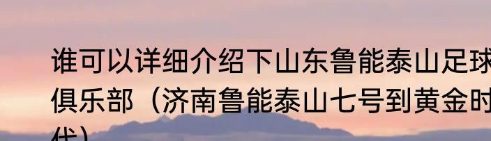 谁可以详细介绍下山东鲁能泰山足球俱乐部（济南鲁能泰山七号到黄金时代）