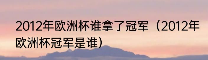 2012年欧洲杯谁拿了冠军（2012年欧洲杯冠军是谁）