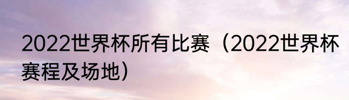 2022世界杯所有比赛（2022世界杯赛程及场地）