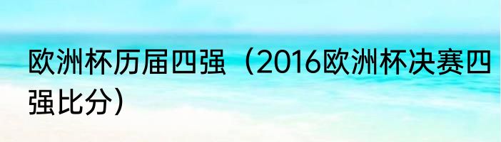 欧洲杯历届四强（2016欧洲杯决赛四强比分）
